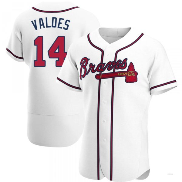 Atlanta Braves #14 Javier Valdes White Home Jersey Stitches Baseball Jerseys - Main View