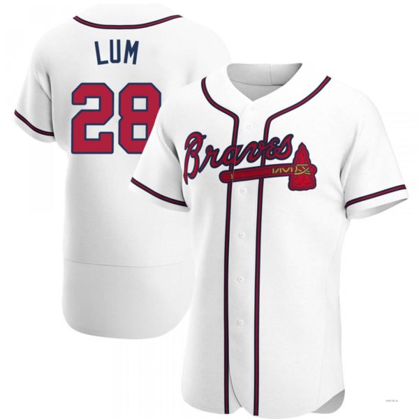 Atlanta Braves #28 Mike Lum White Home Jersey Stitches Baseball Jerseys - Main View