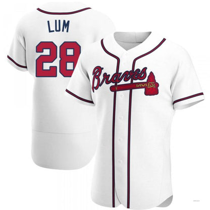 Atlanta Braves #28 Mike Lum White Home Jersey Stitches Baseball Jerseys - Main View