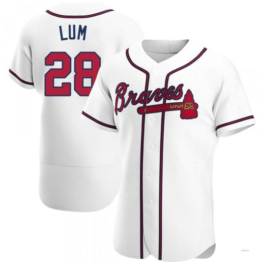 Atlanta Braves #28 Mike Lum White Home Jersey Stitches Baseball Jerseys - Main View