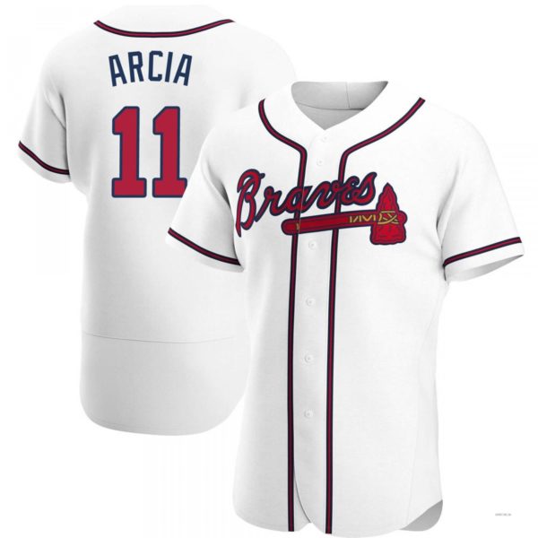 Atlanta Braves #11 Orlando Arcia White Home Jersey Stitches Baseball Jerseys - Main View