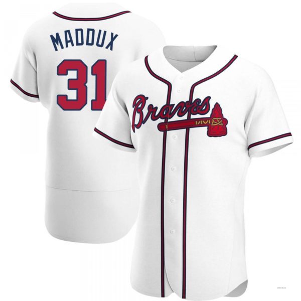Atlanta Braves #31 Greg Maddux White Home Jersey Stitches Baseball Jerseys - Main View