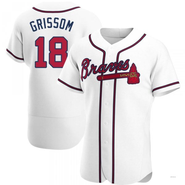 Atlanta Braves #18 Vaughn Grissom White Home Jersey Stitches Baseball Jerseys - Main View