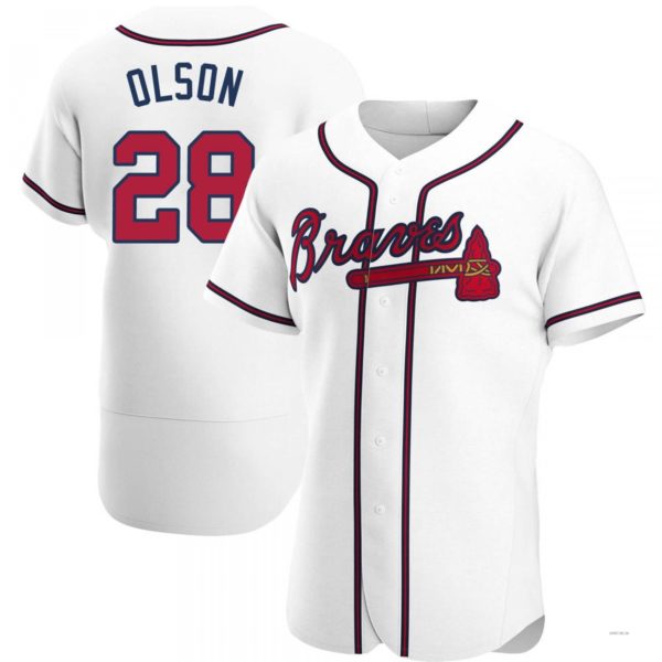 Atlanta Braves #28 Matt Olson White Home Jersey Stitches Baseball Jerseys - Main View