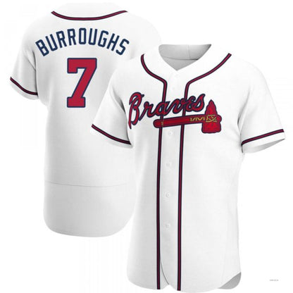 Atlanta Braves #7 Jeff Burroughs White Home Jersey Stitches Baseball Jerseys - Main View