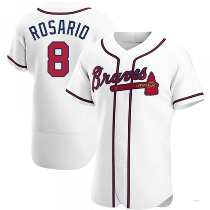 Atlanta Braves #8 Eddie Rosario White Home Jersey Stitches Baseball Jerseys - Main View