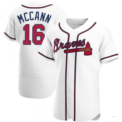 Atlanta Braves #16 Brian McCann White Home Jersey Stitches Baseball Jerseys - Main View