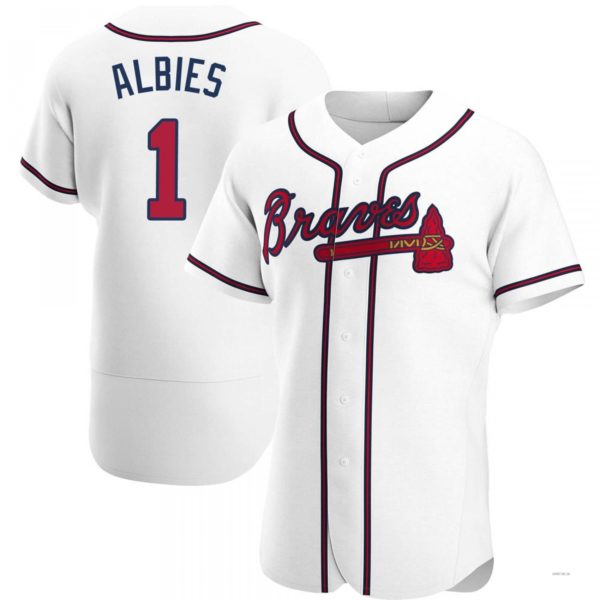 Atlanta Braves #1 Ozzie Albies White Home Jersey Stitches Baseball Jerseys - Main View