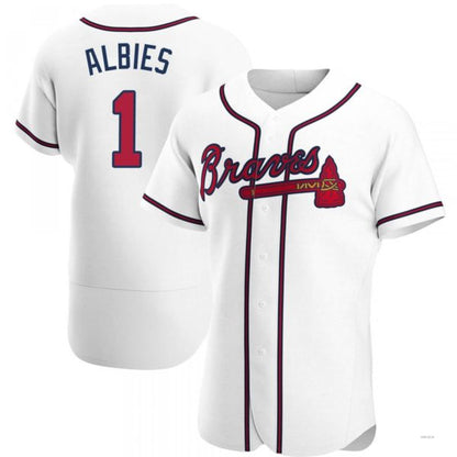 Atlanta Braves #1 Ozzie Albies White Home Jersey Stitches Baseball Jerseys - Main View