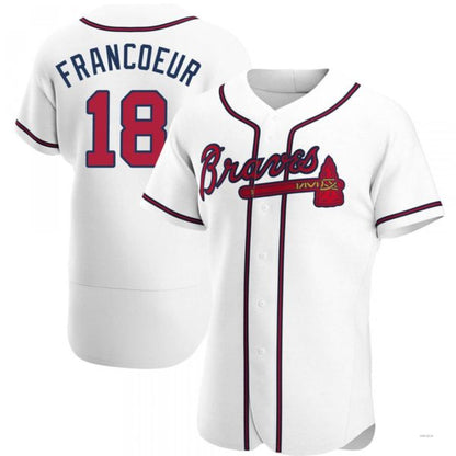 Atlanta Braves #18 Jeff Francoeur White Home Jersey Stitches Baseball Jerseys - Main View