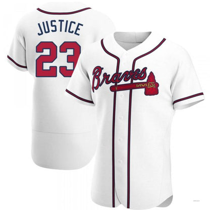 Atlanta Braves #23 David Justice White Home Jersey Stitches Baseball Jerseys - Main View