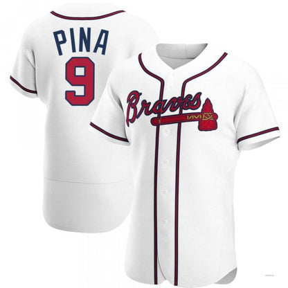 Atlanta Braves #9 Manny Pina White Home Jersey Stitches Baseball Jerseys - Main View