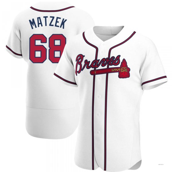 Atlanta Braves #68 Tyler Matzek White Home Jersey Stitches Baseball Jerseys - Main View