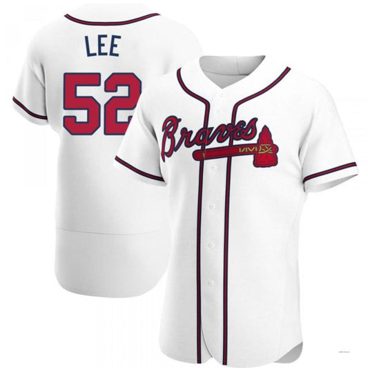 Atlanta Braves #52 Dylan Lee White Home Jersey Stitches Baseball Jerseys - Main View