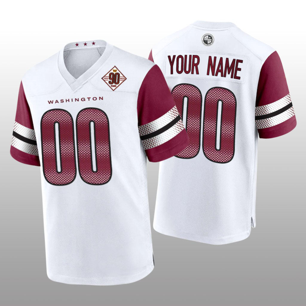 Custom W.Commanders White Game Jersey Football Stitched Jerseys 90th - Main View