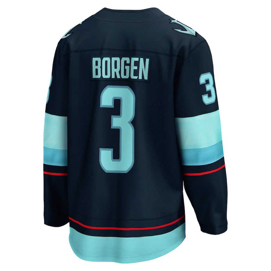S.Kraken #3 Will Borgen Fanatics Branded Home Breakaway Player Jersey Blue Stitched American Hockey Jerseys - Main View