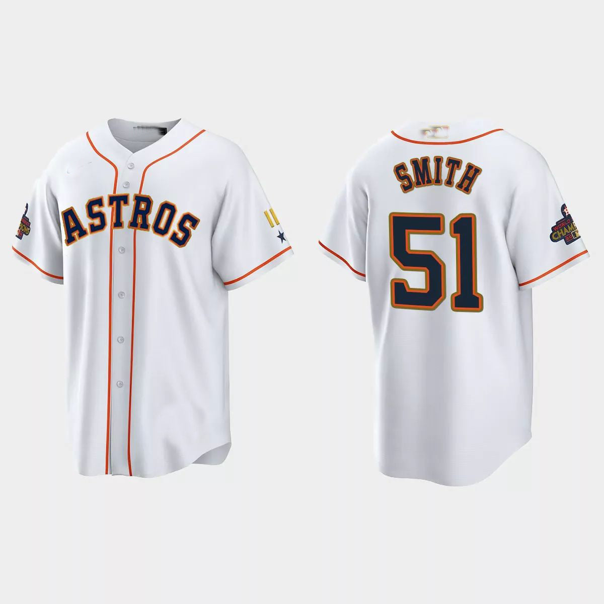 #51 Will Smith Houston Astros 2023 Gold Program Jersey ¨C White Stitches Baseball Jerseys - Main View