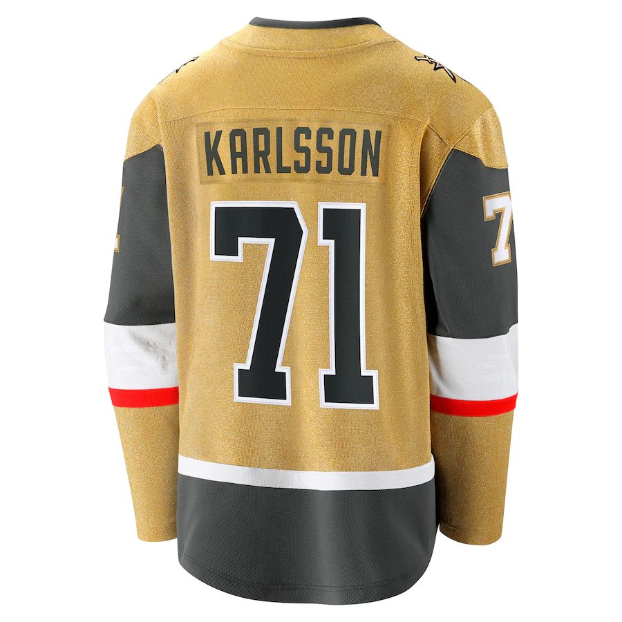 V.Golden Knights #71 William Karlsson Fanatics Branded 2020-21 Home Premier Breakaway Player Jersey Gold Hockey Jerseys - Main View