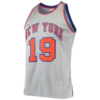 NY.Knicks #19 Willis Reed Mitchell & Ness 75th Anniversary 1969-70 Hardwood Classics Swingman Jersey  Silver Stitched American Basketball Jersey - Main View