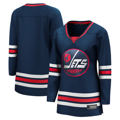 W.Jets Fanatics Branded 2021-22 Alternate Premier Breakaway Player Jersey Navy Stitched American Hockey Jerseys - Main View