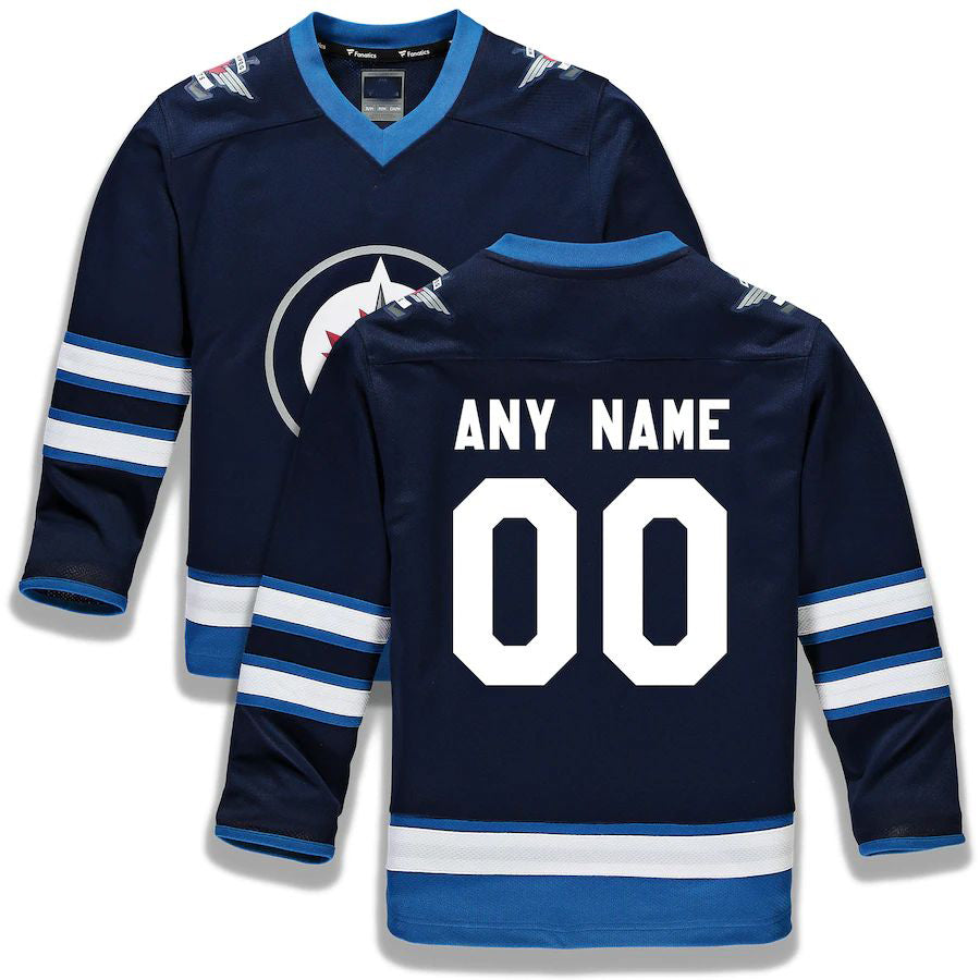 Custom W.Jets Fanatics Branded Home Replica Navy Stitched American Hockey Jerseys - Main View