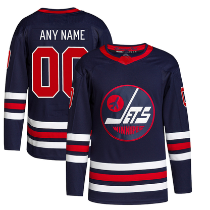 Custom W.Jets 202-22 Alternate Primegreen Authentic Pro Jersey Navy Stitched American Hockey Jerseys - Main View