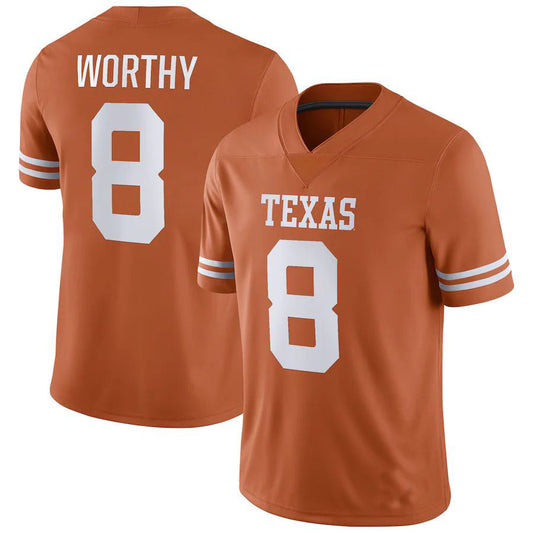 T.Longhorns #8 Xavier Worthy NIL Replica Football Jersey Texas Orange Stitched American College Jerseys - Main View