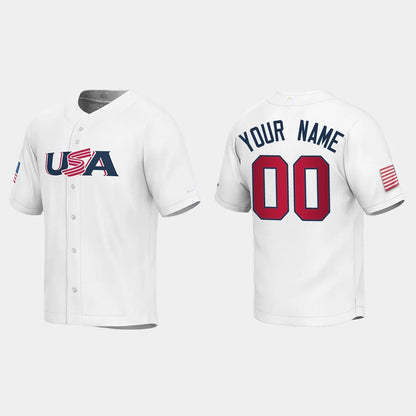 CUSTOM YOUTH USA BASEBALL CUSTOM WHITE 2023 WORLD BASEBALL CLASSIC REPLICA JERSEY Stitches Baseball Jerseys - Main View
