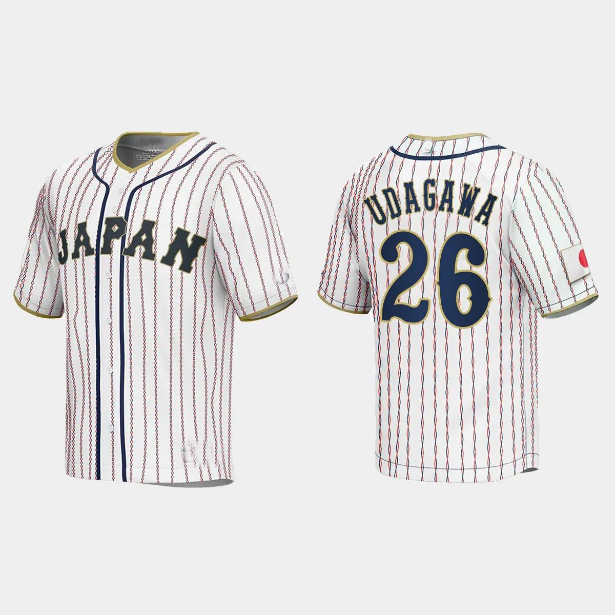 #26 YUKI UDAGAWA JAPAN BASEBALL 2023 WORLD BASEBALL CLASSIC JERSEY ¨C WHITE Stitches Baseball Jerseys - Main View
