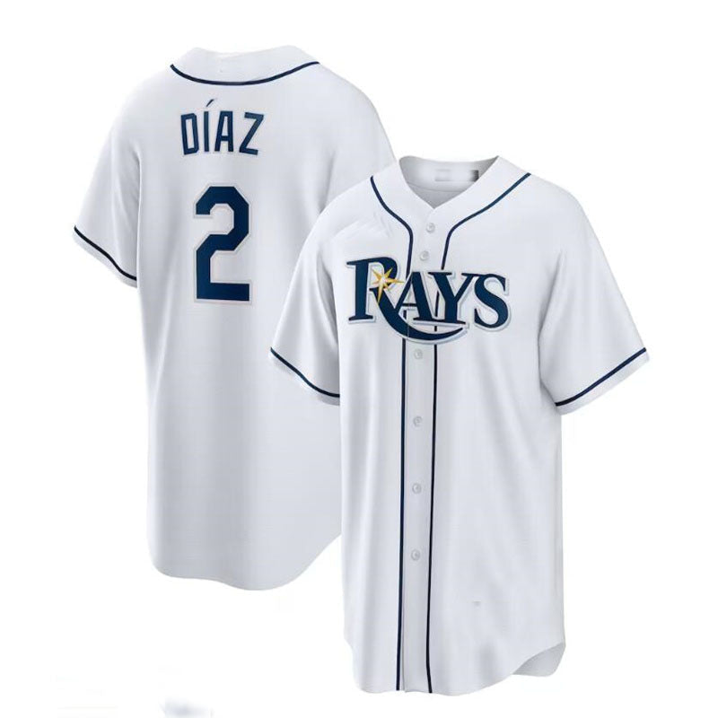 Tampa Bay Rays #2 Yandy Díaz  Home Replica Player Jersey - White Baseball Jerseys - Main View