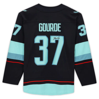S.Kraken #37 Yanni Gourde Fanatics Authentic Autographed  Breakaway Jersey with Inaugural Season Jersey Patch Stitched American Hockey Jerseys - Main View