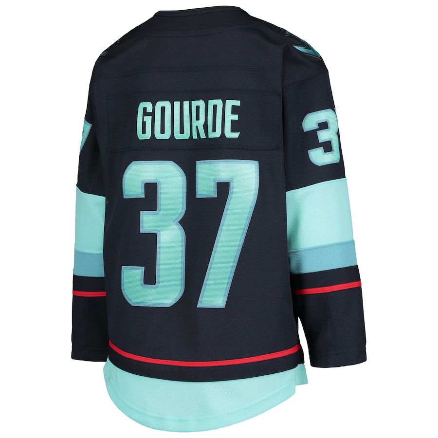 S.Kraken #37 Yanni Gourde Home Premier Player Jersey Blue Stitched American Hockey Jerseys - Main View
