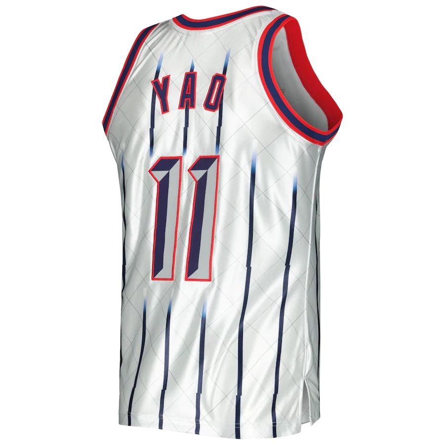 H.Rockets #11 Yao Ming Mitchell & Ness 2002-03 Hardwood Classics 75th Anniversary Swingman Jersey Platinum Stitched American Basketball Jersey - Main View
