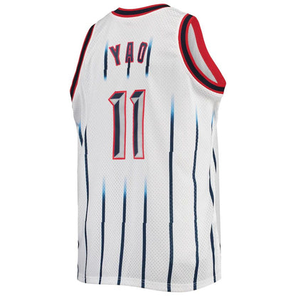 H.Rockets #11 Yao Ming Mitchell & Ness Big & Tall Hardwood Classics Swingman Jersey White Stitched American Basketball Jersey - Main View