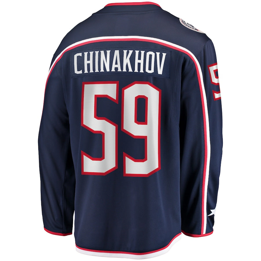 C.Blue Jackets #59 Yegor Chinakhov Fanatics Branded Home Breakaway Player Jersey Navy Stitched American Hockey Jerseys - Main View