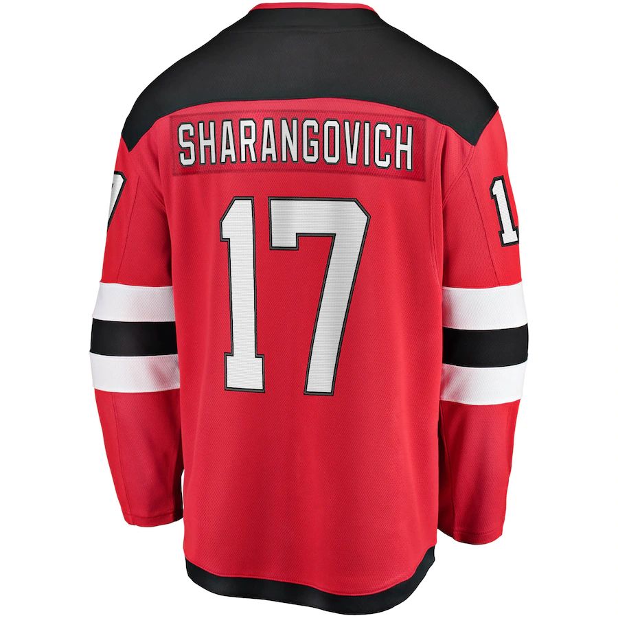 NJ.Devils #17 Yegor Sharangovich Fanatics Branded 2017-18 Home Breakaway Replica Jersey  Red Stitched American Hockey Jerseys - Main View