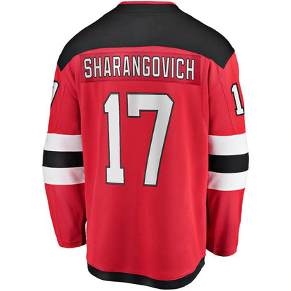 NJ.Devils #17 Yegor Sharangovich Fanatics Branded 2017-18 Home Breakaway Replica Jersey  Red Stitched American Hockey Jerseys - Main View