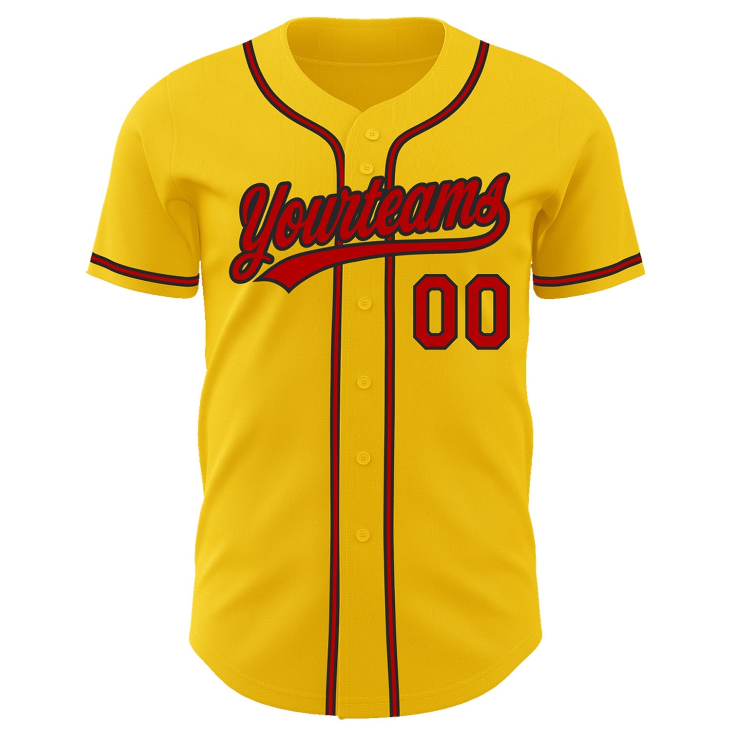Custom Yellow Red-Black Authentic Baseball Jersey view 2