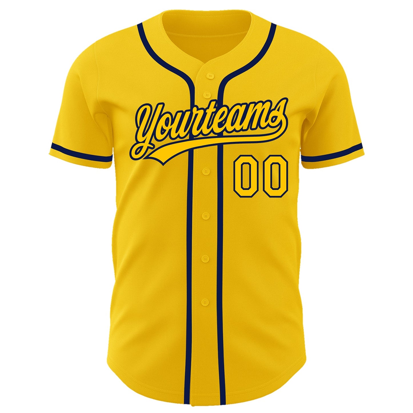 Custom Yellow Navy Authentic Baseball Jersey view 2