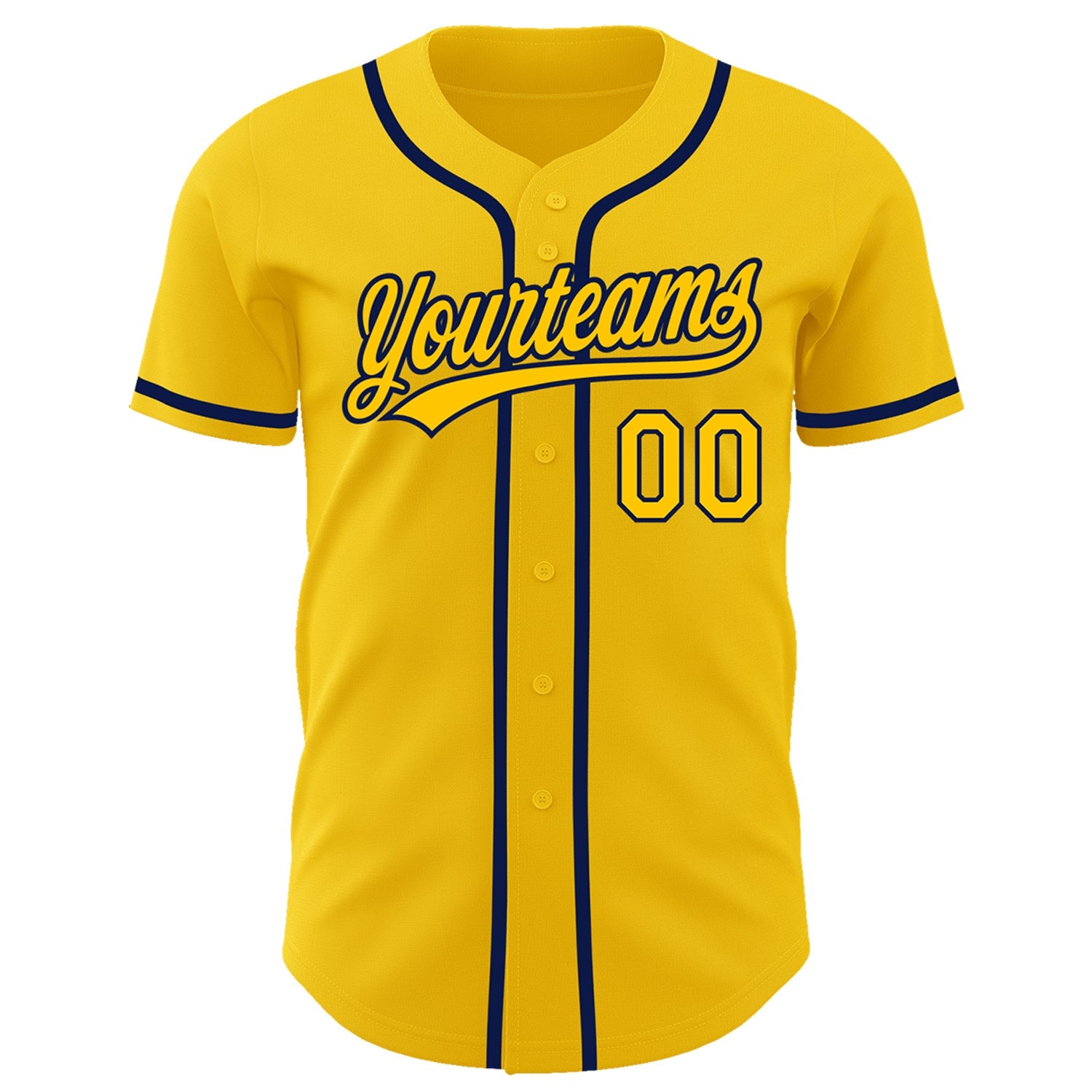 Custom Yellow Navy Authentic Baseball Jersey view 2