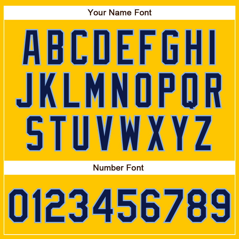Custom Yellow Navy-Light Blue Authentic Baseball Jersey view 5