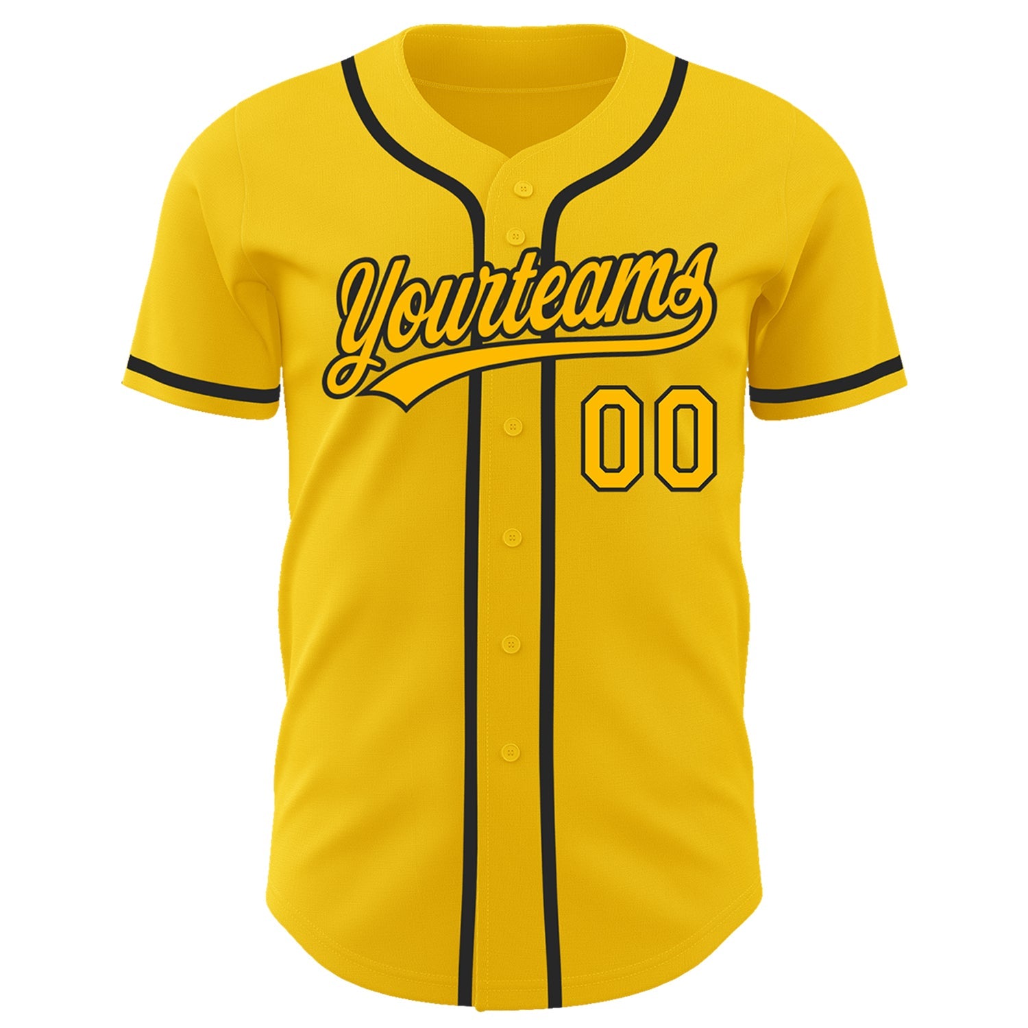 Custom Yellow Gold-Black Authentic Baseball Jersey view 2