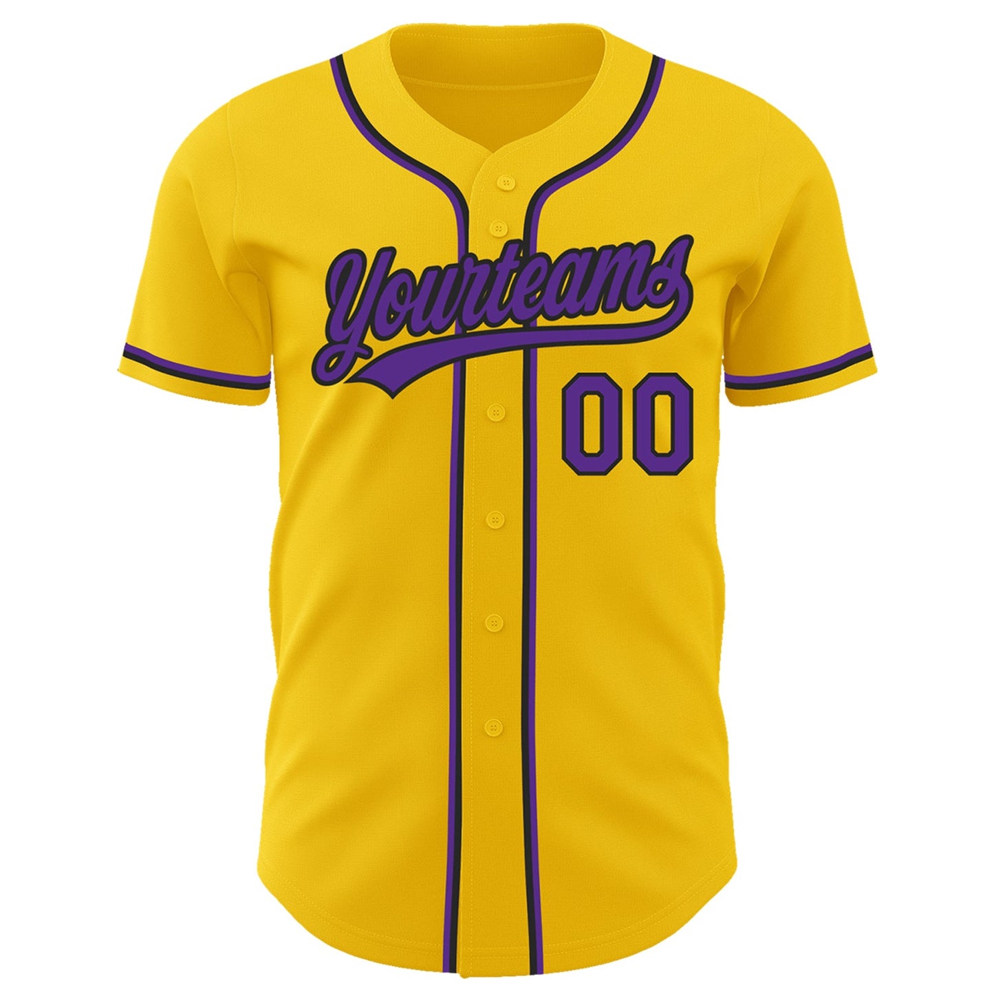 Custom Yellow Purple-Black Authentic Baseball Jersey view 2