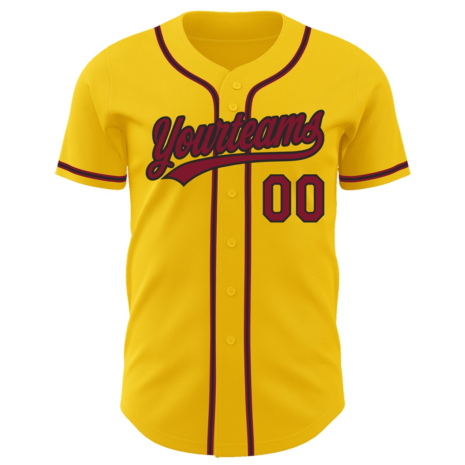 Custom Yellow Crimson-Black Authentic Baseball Jersey view 2