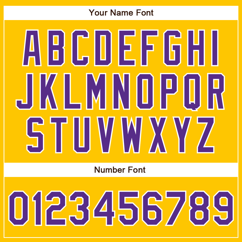 Custom Yellow Purple-White Authentic Baseball Jersey view 5