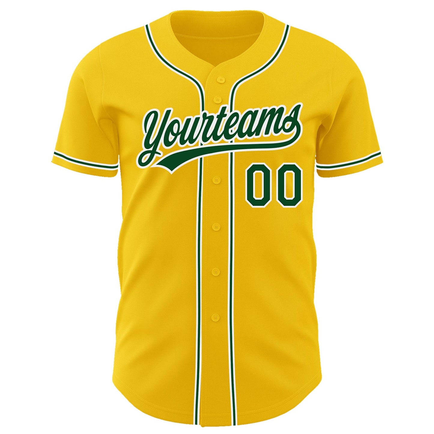 Custom Yellow Green-White Authentic Baseball Jersey view 2