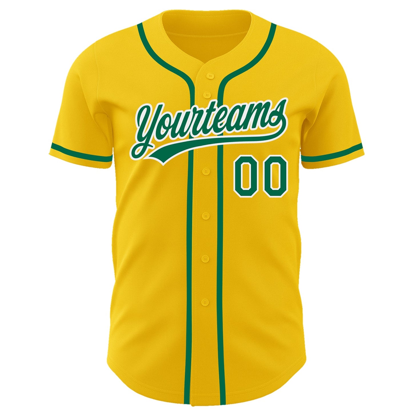Custom Yellow Kelly Green-White Authentic Baseball Jersey view 2