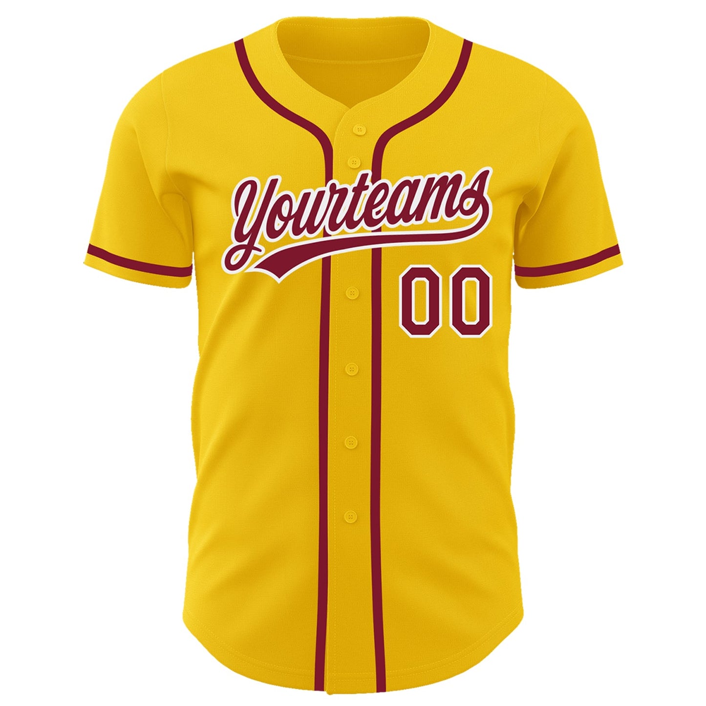 Custom Yellow Crimson-White Authentic Baseball Jersey view 2