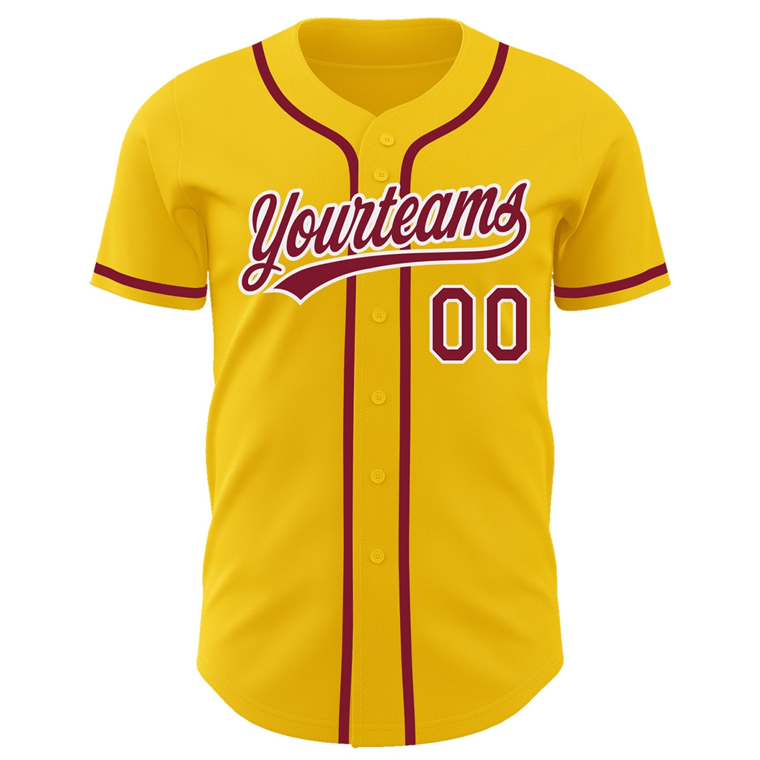 Custom Yellow Crimson-White Authentic Baseball Jersey view 2