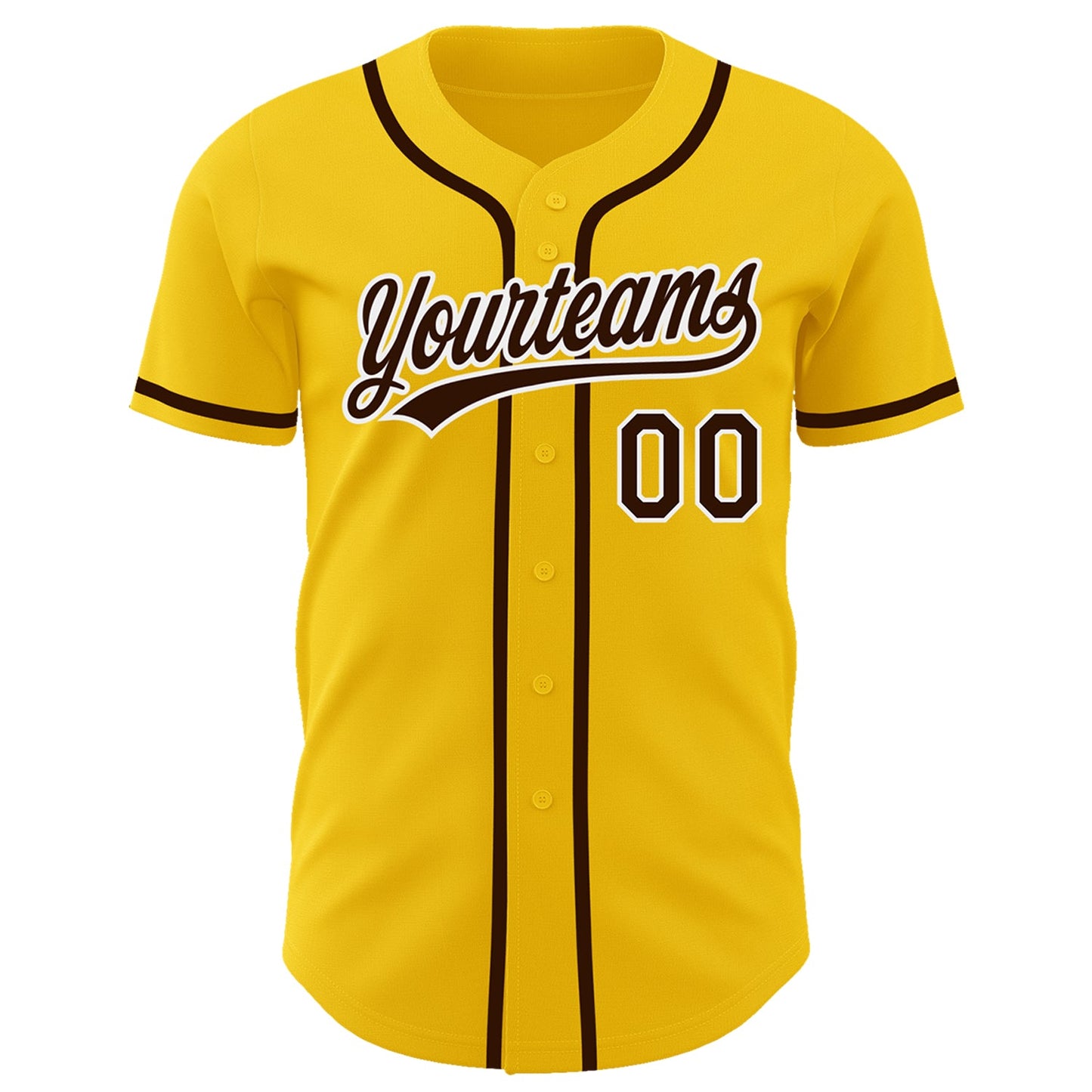 Custom Yellow Brown-White Authentic Baseball Jersey view 2
